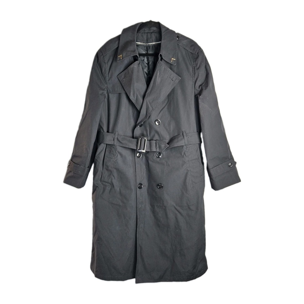 Vtg DSCP All Weather Trench Coat Mens 42R Black Zip Out Lining Water Resistant
